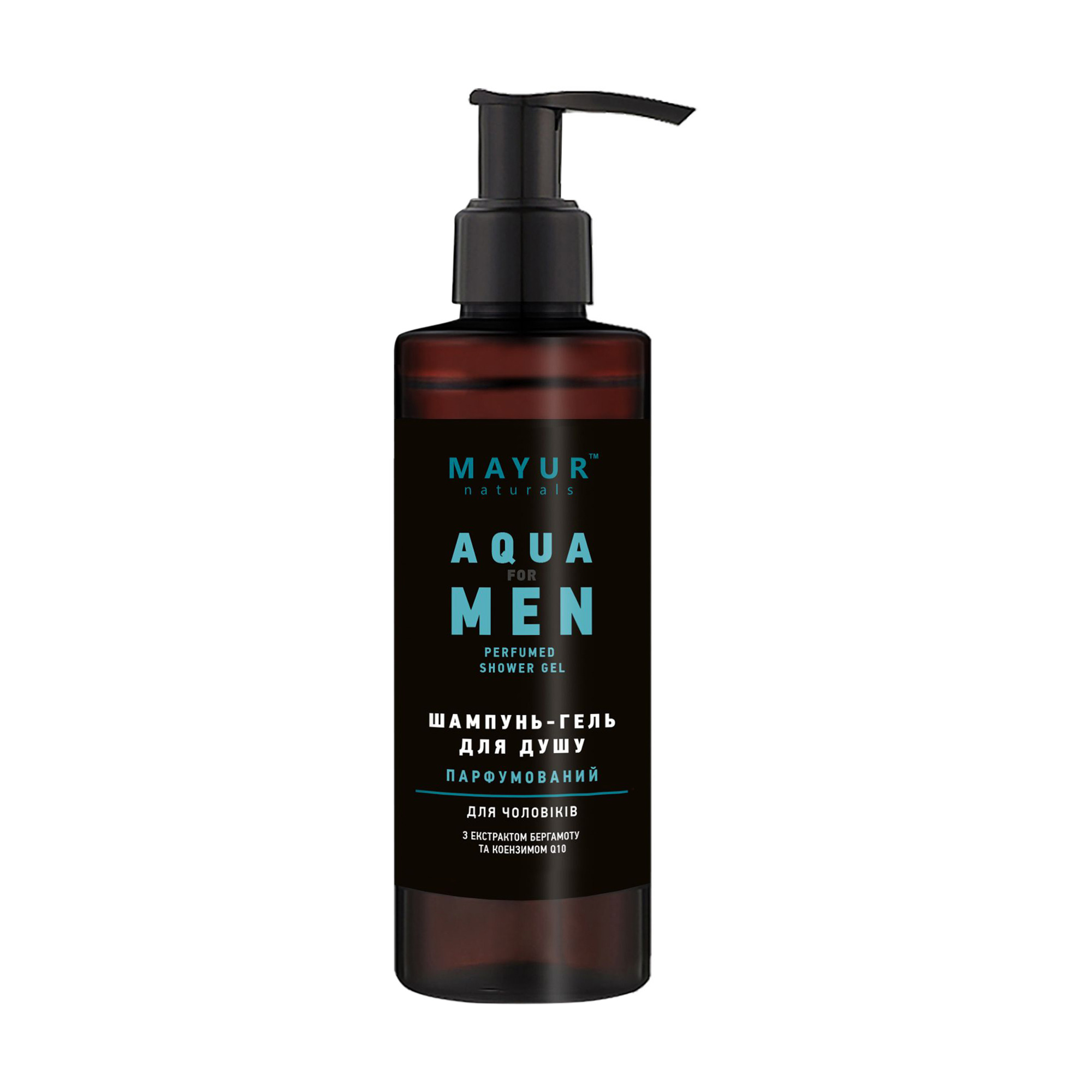 Чоловічий парфумований шампунь-гель для душу Mayur Aqua For Men Perfumed Shower Gel, 200 мл